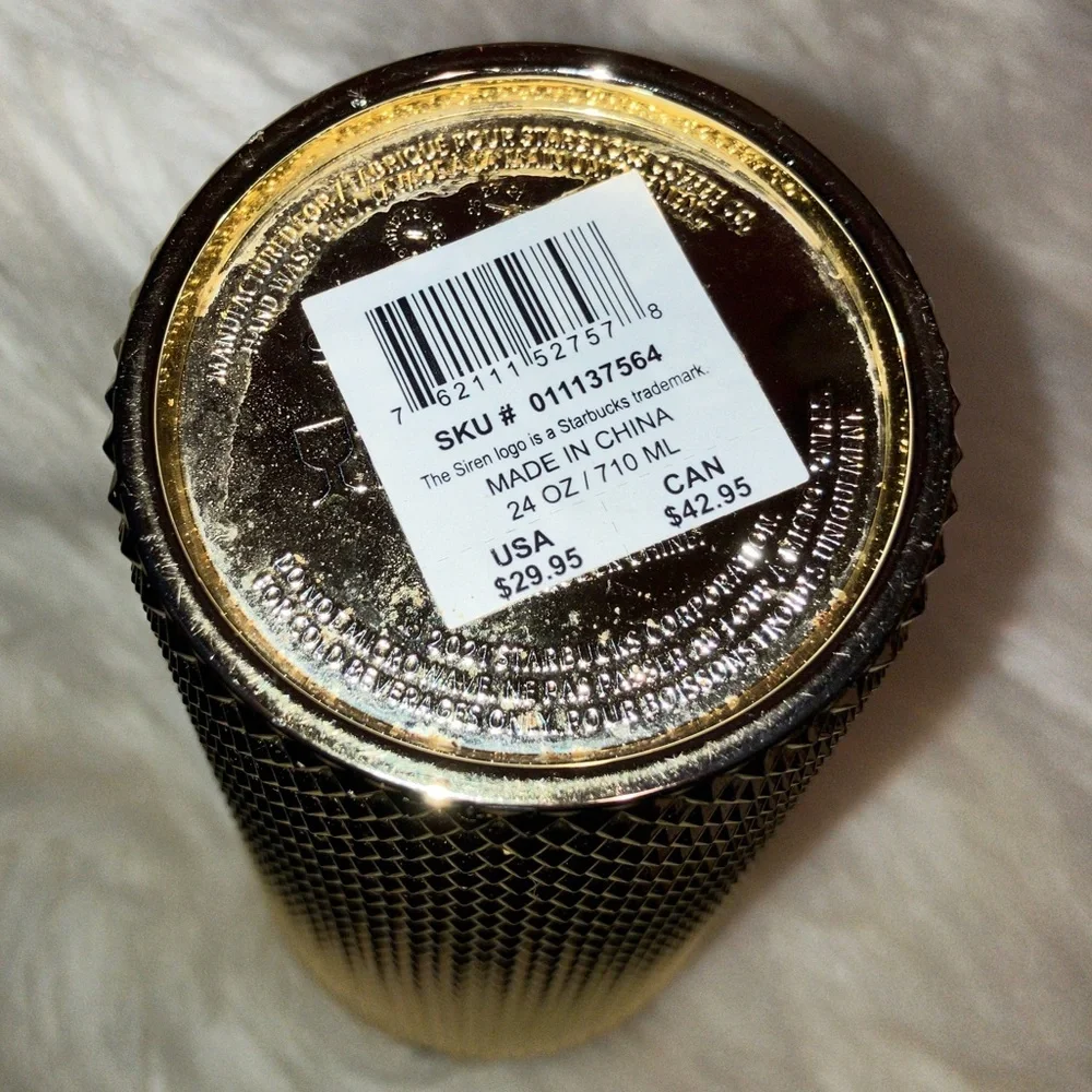 Gold Starbucks Studded Bling Cold Cup Tumbler 24oz. Christmas 2022 - Picture 4 of 6
